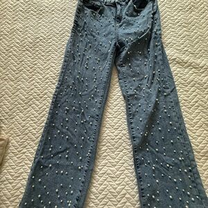 Blue Jeans with Pearls Dots